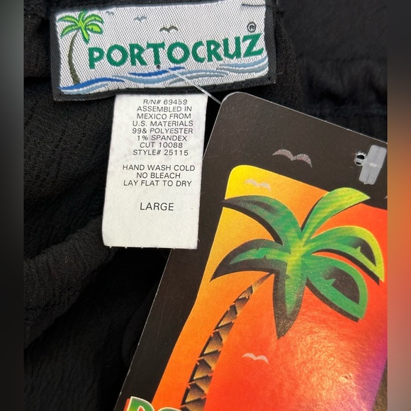 Portocruz Black Gauzy Stretch Drawstring Waist Wide Leg Cover Up Pants Beachy L - Picture 7 of 14